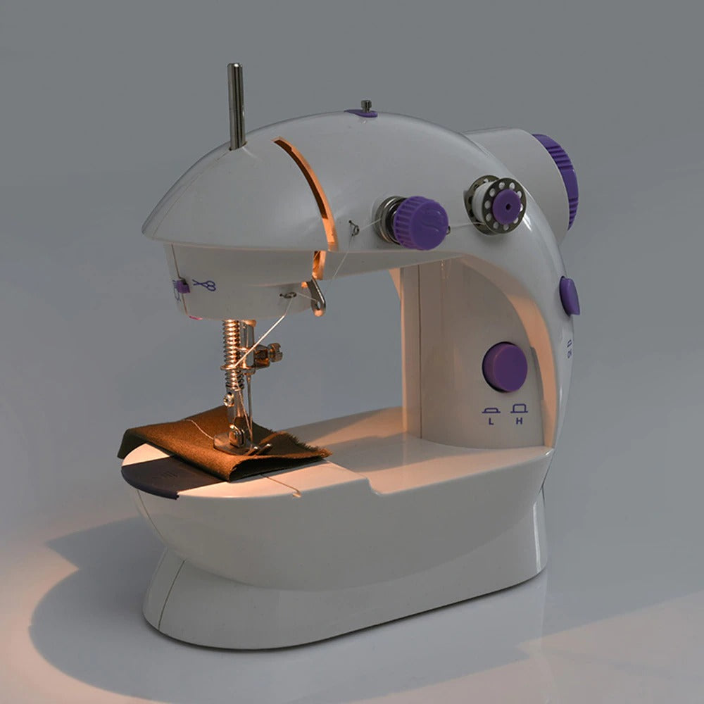 Máquina de coser portátil, mini máquina de coser de 2 velocidades para  principiantes, kit de costura seguro y máquina de coser pequeña fácil de  usar